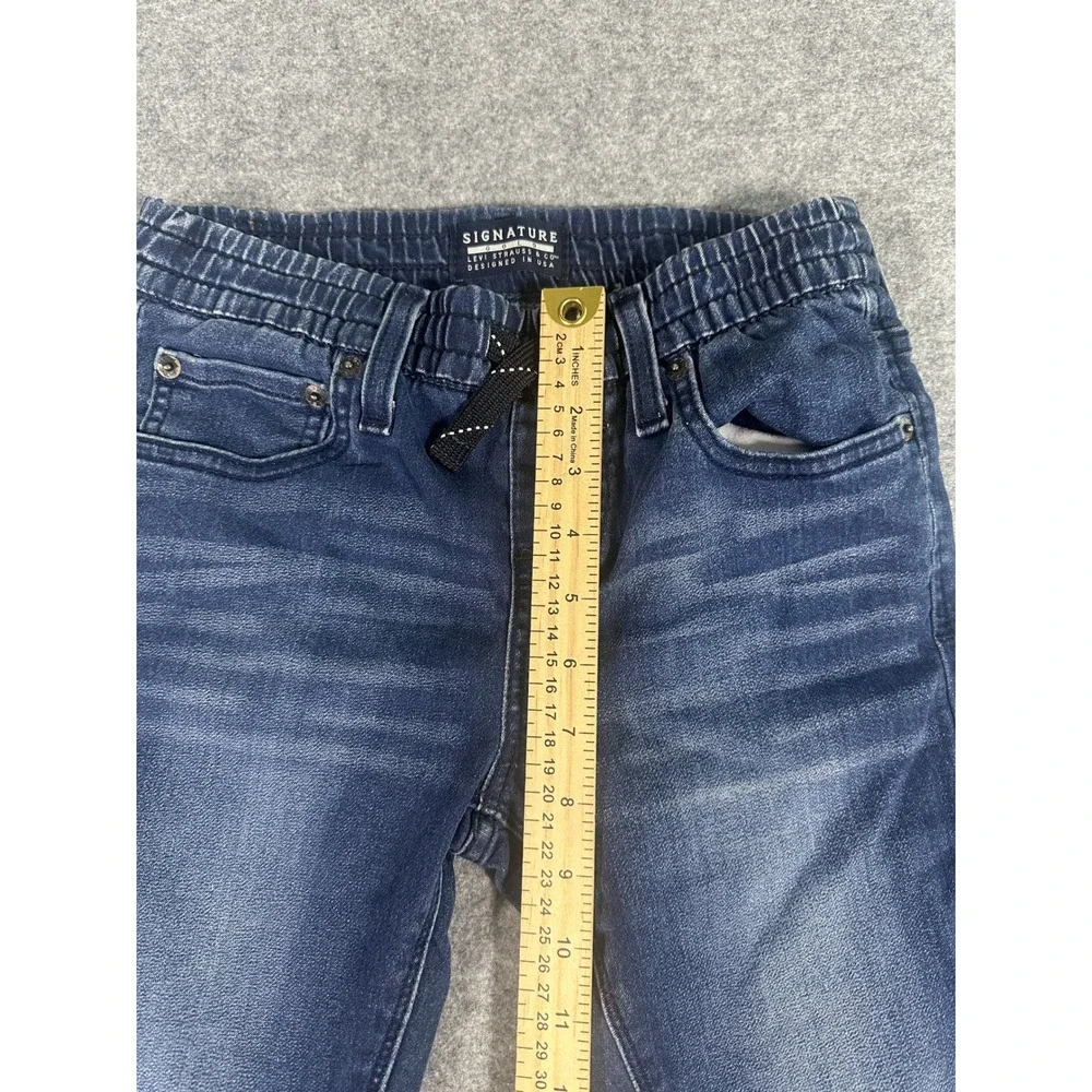 Signature Levi Strauss Gold Pull-On Jeans Boys 7 Blue Stretch Denim ElasticWaist